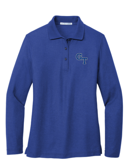 Academic Long Sleeve Polo Embroidered - <p style="color: #ff1493;"><strong>Women's</strong></p>