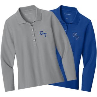 Academic Long Sleeve Polo Embroidered - <p style="color: #ff1493;"><strong>Women's</strong></p>
